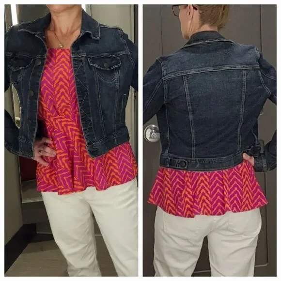 🔺️Paper Crane Orange & Fuchsia Chevron Sleeveless Top Small - Picture 2 of 12